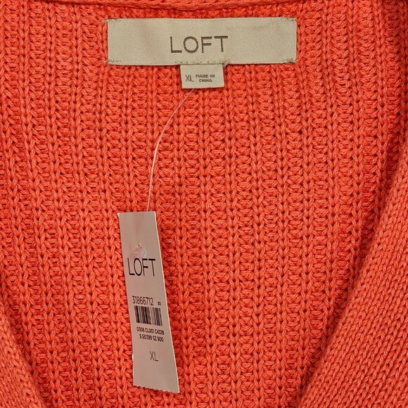 🧶 LOFT Chunky Knit Cardigan NWT – Women’s XL – Coral - Picture 3 of 8
